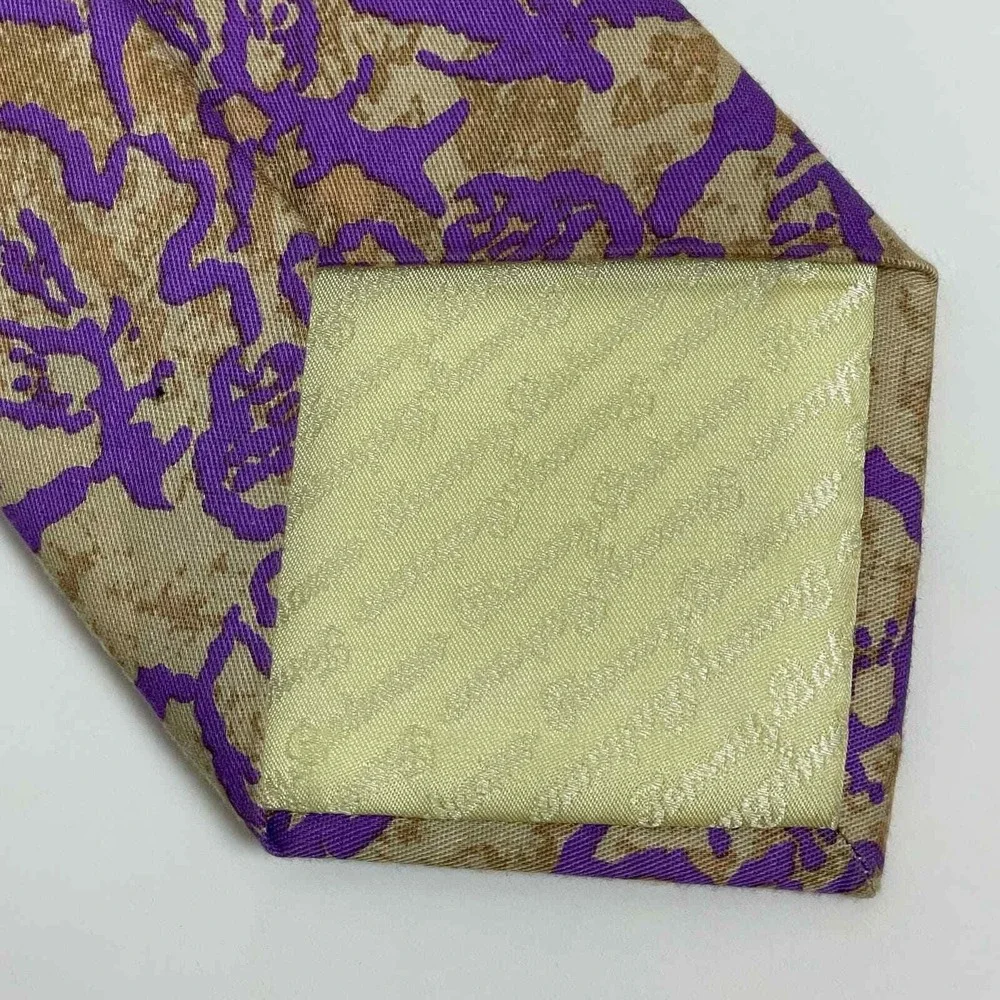 Tommy Bahama Lavender Tan Floral Cotton Tie Men's Necktie 3.25
